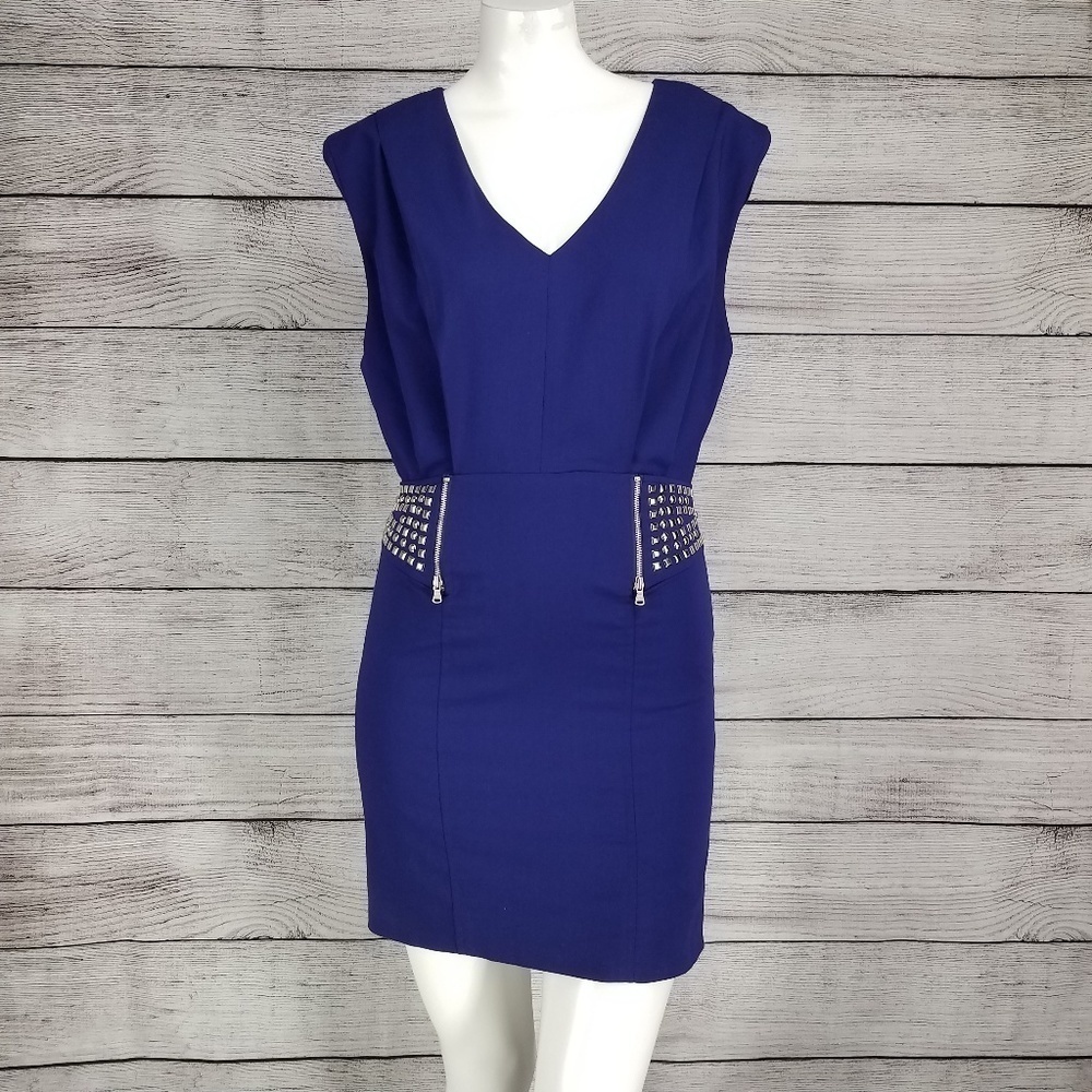 Plastic island Gala S US 2/4 Studded Mini Dress Padded shoulder Cocktail
